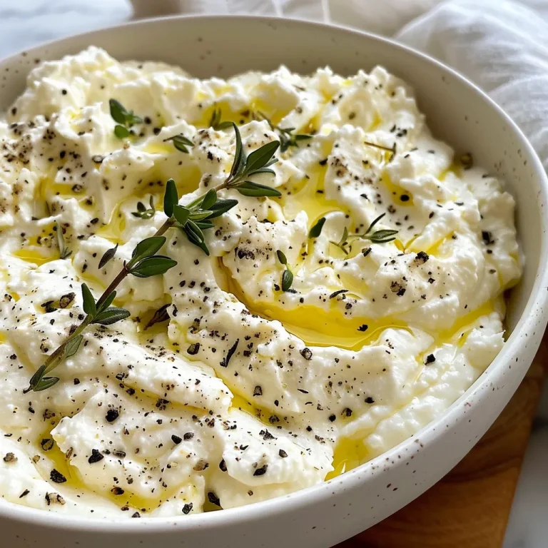 Close-up of a creamy whipped ricotta dip drizzled with honey.