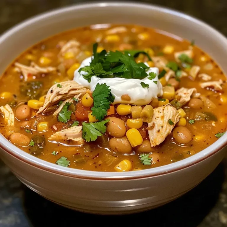 A Bowl of Adventure: Discovering White Chicken Chili’s Heartwarming Journey Close-up photo of a bowl of White Chicken Chili with visible chunks of chicken and beans.